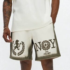 Fashion Nova Olive and White Athletic Shorts